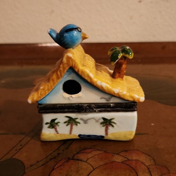 Hawaiian Hut Aloha Trinket Box Vintage - Picture 1 of 5